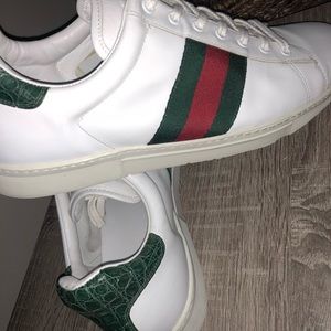 Men's Gucci Ace Leather Low-Top Sneakers Sz 12